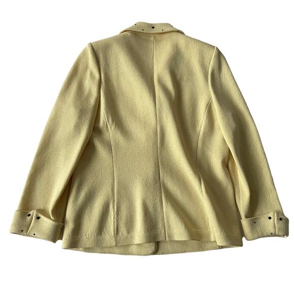 First Lady Knit Jacket Soft Pale Yellow with Black Buttons Wool Blend Vintage M - Picture 11 of 12